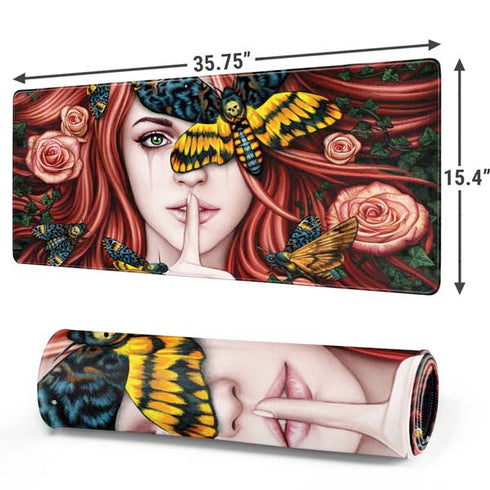 Gothic Woman and Death Moth Butterflies by Sarah Richter Gaming Mouse Pad